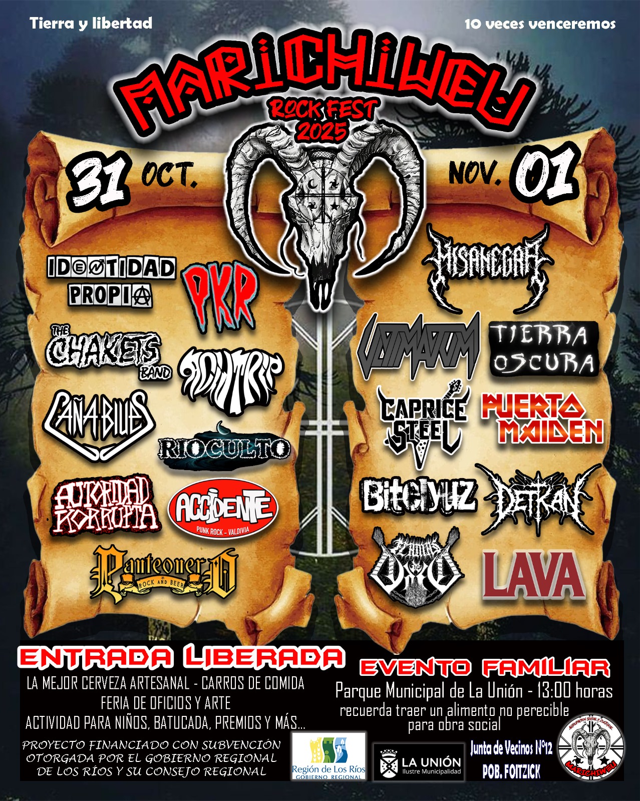Inclusiva, cultural y comunitaria: Revelan cartel de Marichiweu Rock Fest